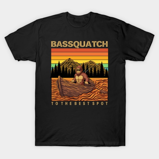 Bassquatch bigfoot fishing T-Shirt by Andypp